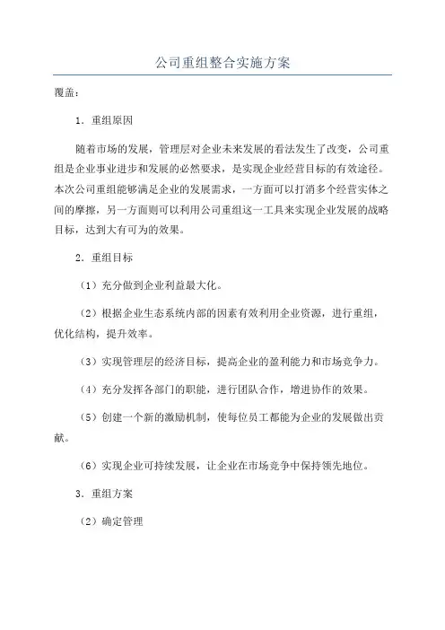 公司重组整合实施方案