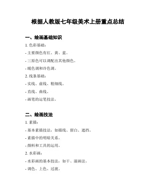 根据人教版七年级美术上册重点总结