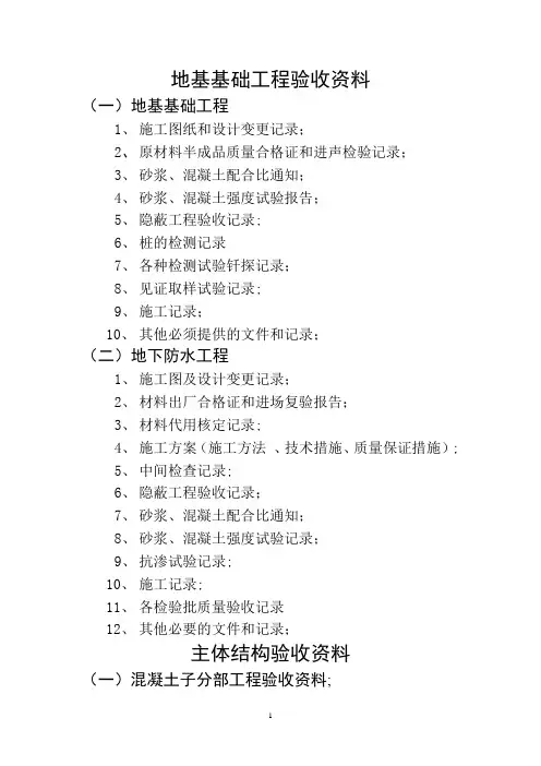地基基础工程验收资料