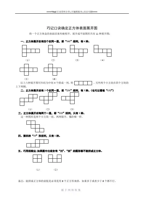 如何判断正方体展开图