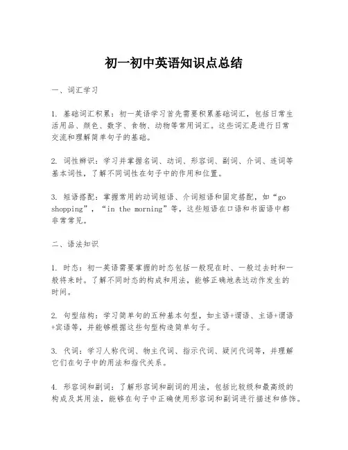 初一初中英语知识点总结