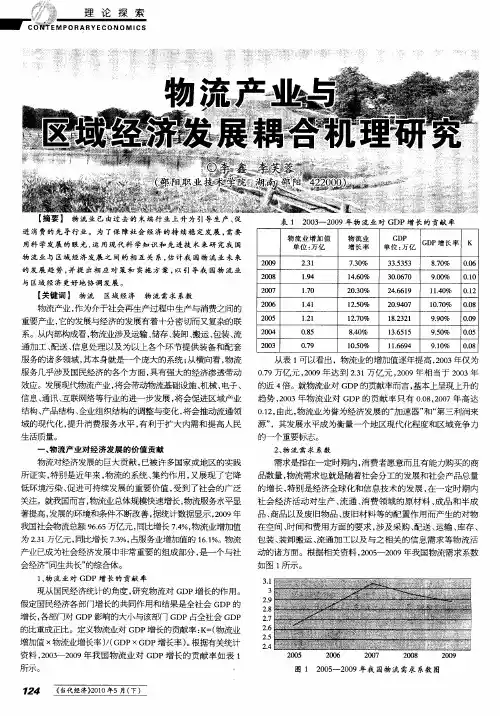 物流产业与区域经济发展耦合机理研究