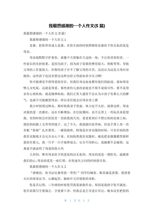 我最想感谢的一个人作文(5篇)