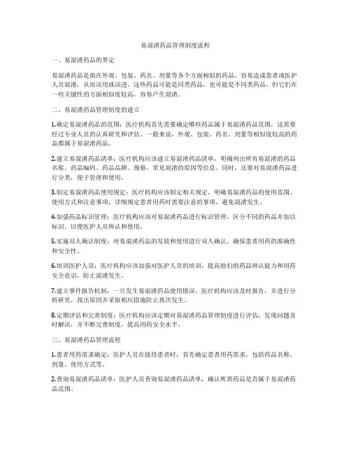 易混淆药品管理制度流程