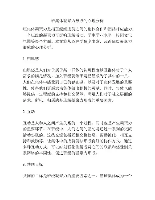 班集体凝聚力形成的心理分析