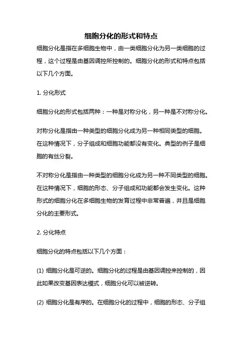 细胞分化的形式和特点