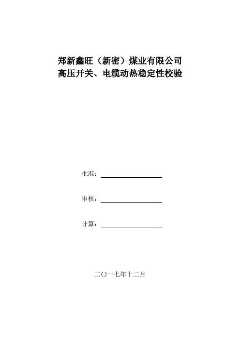 鑫旺煤业动热稳定性校验