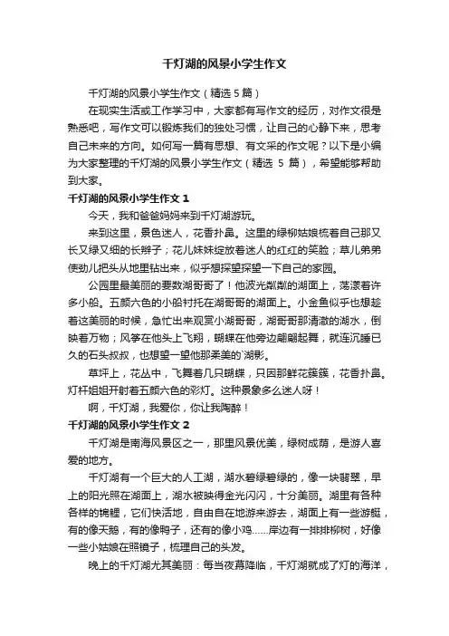 千灯湖的风景小学生作文