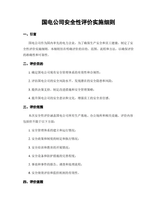 国电公司安全性评价实施细则