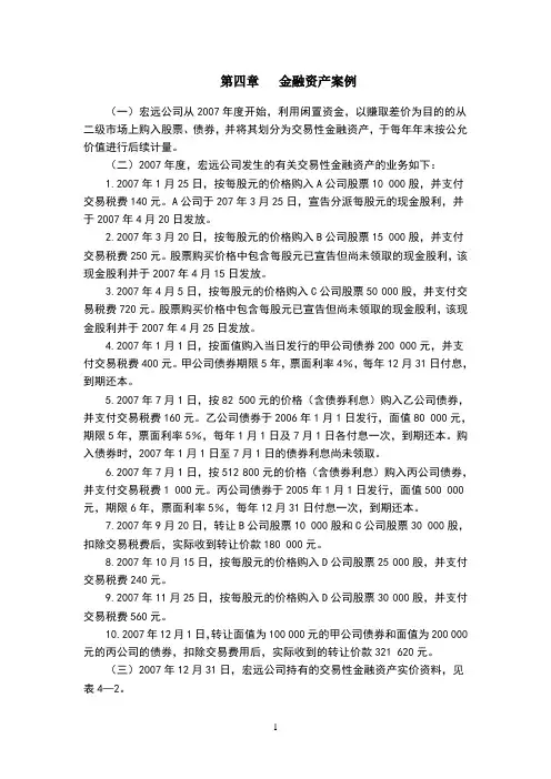 金融资产案例