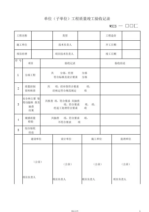 管道工程表格