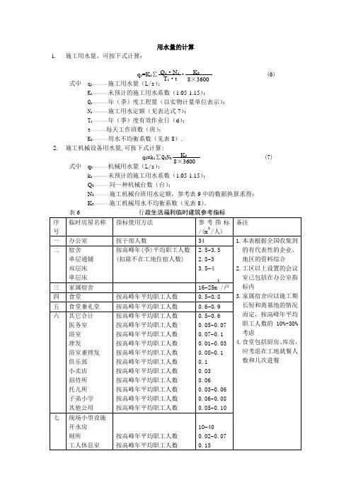 用水量的计算