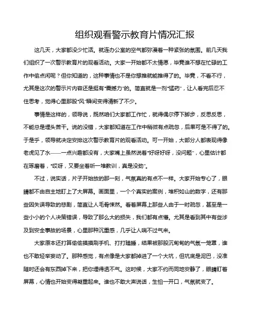 组织观看警示教育片情况汇报
