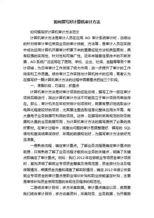 如何撰写好计算机审计方法