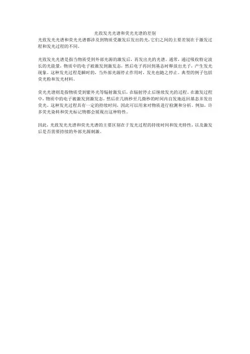 光致发光光谱和荧光光谱的差别