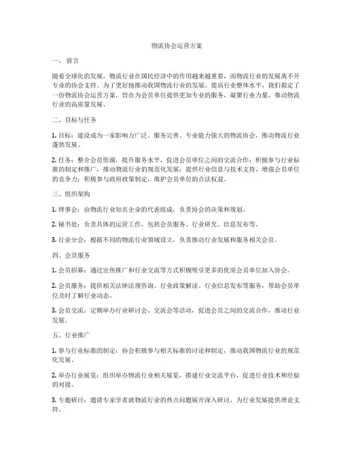 物流协会运营方案