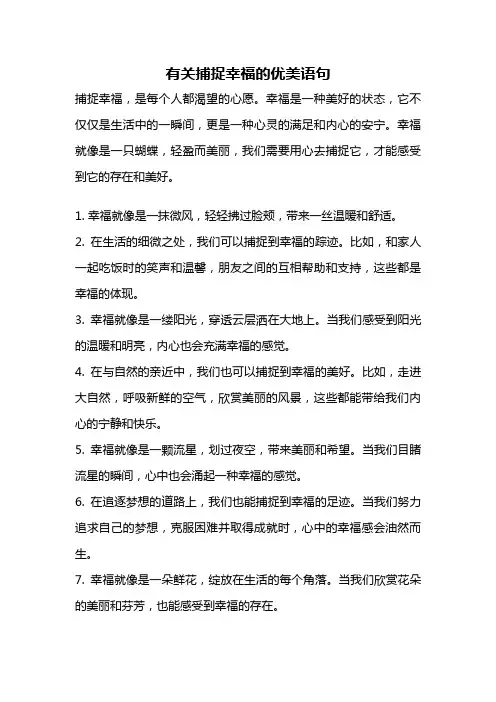 有关捕捉幸福的优美语句