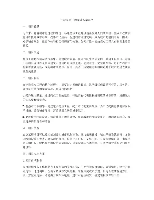 打造亮点工程实施方案范文