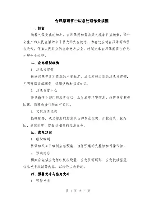 台风暴雨雷击应急处理作业规程