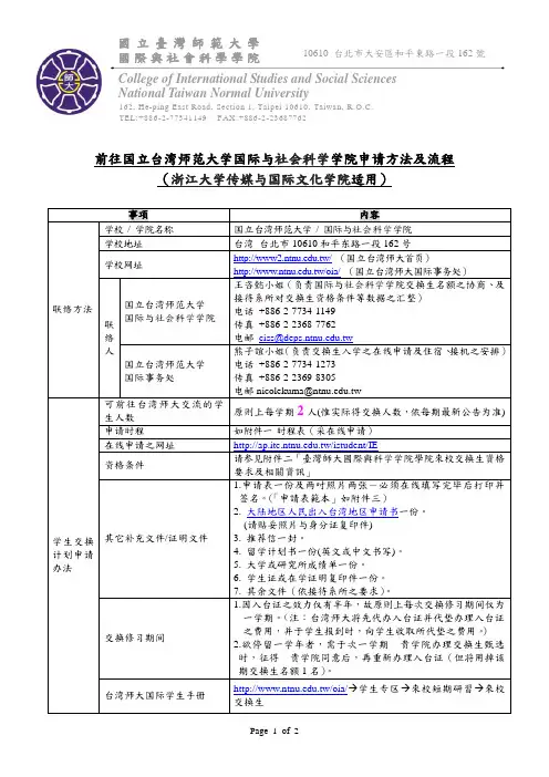 前往国立台湾师范大学国际与社会科学学院申请方法及流程