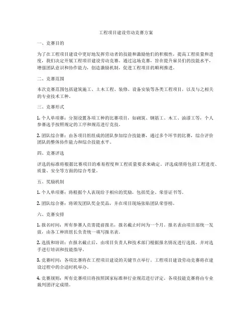 工程项目建设劳动竞赛方案