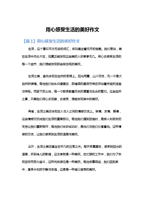 用心感受生活的美好作文