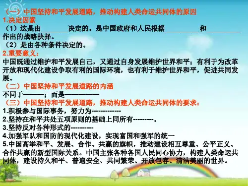 人教版高中政治必修2第四单元 当代国际社会综合探究 中国走和平发展道路 推动构建人类命运共同体课件(