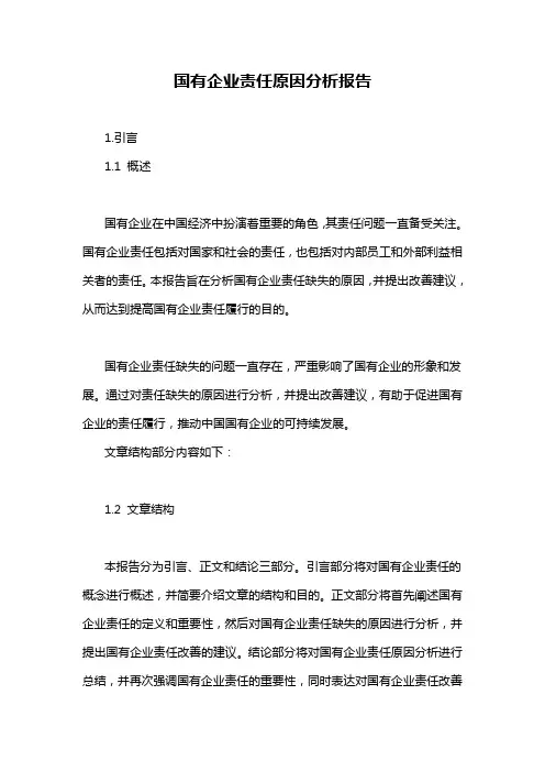 国有企业责任原因分析报告