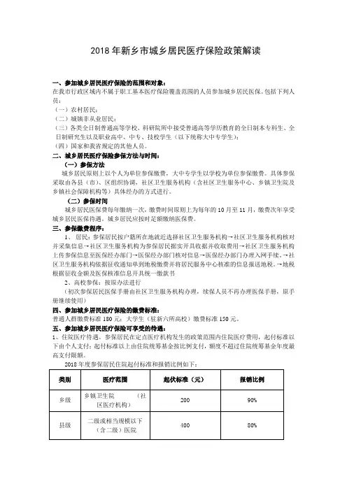 2018年乡市城乡居民医疗保险政策解读