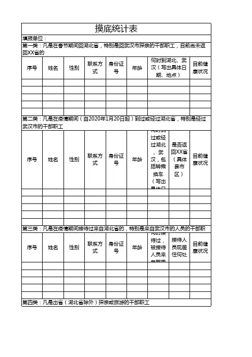 四类人员摸底统计表