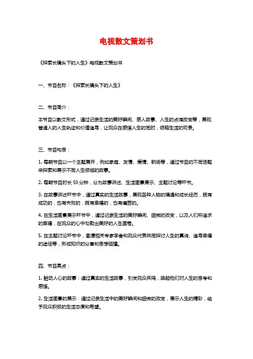 电视散文策划书