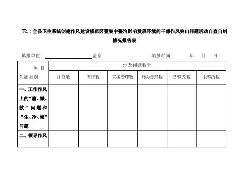 干部作风整治自查表