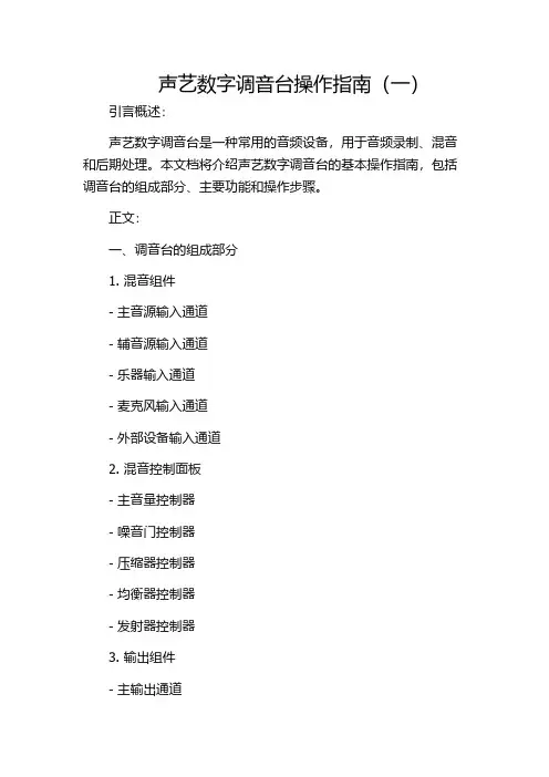 声艺数字调音台操作指南(一)