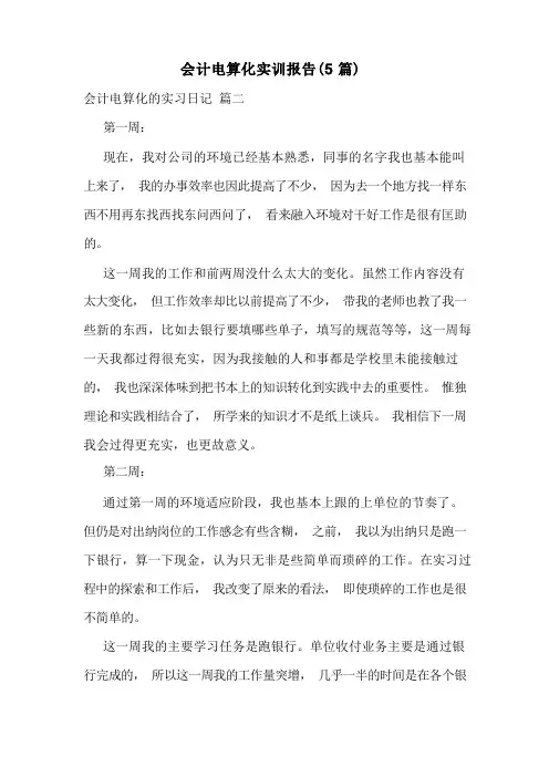 会计电算化实训报告(5篇)