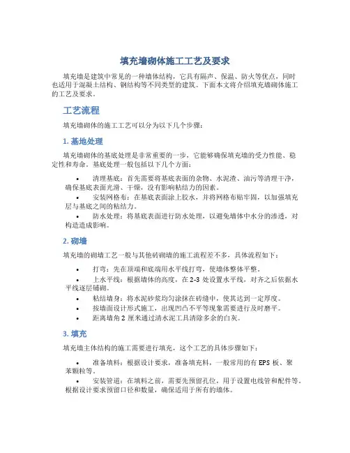 填充墙砌体施工工艺及要求