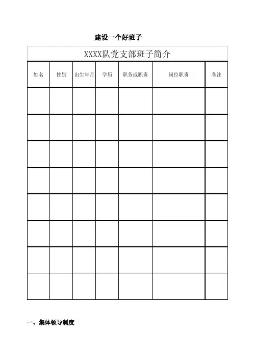 建设一个好班子（党支部先进材料）【精选】