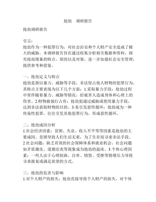 抢劫    调研报告
