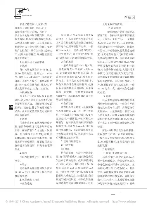 鲈鱼养殖技术要点