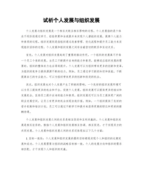 试析个人发展与组织发展