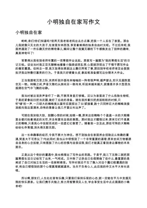 小明独自在家写作文