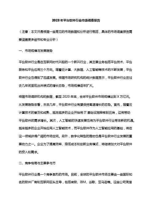 2023年平台软件行业市场调查报告