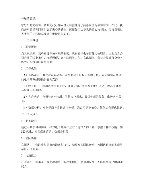 转正电子商务述职报告