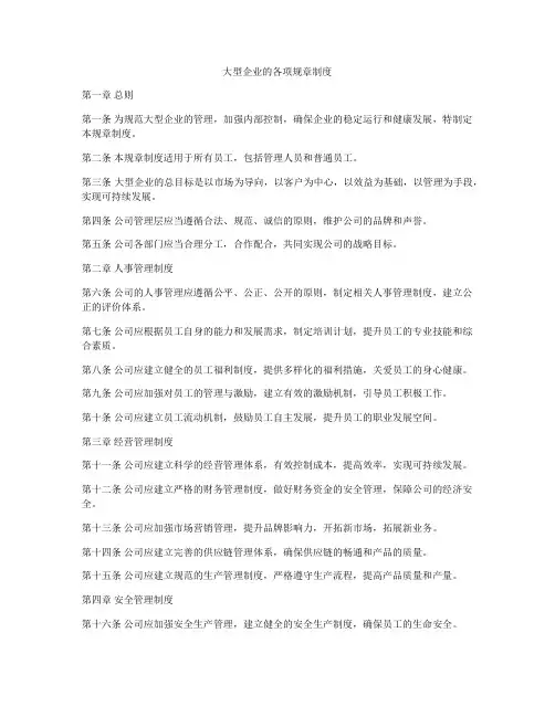 大型企业的各项规章制度