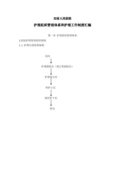 XX省人民医院护理组织管理体系和护理工作制度汇编