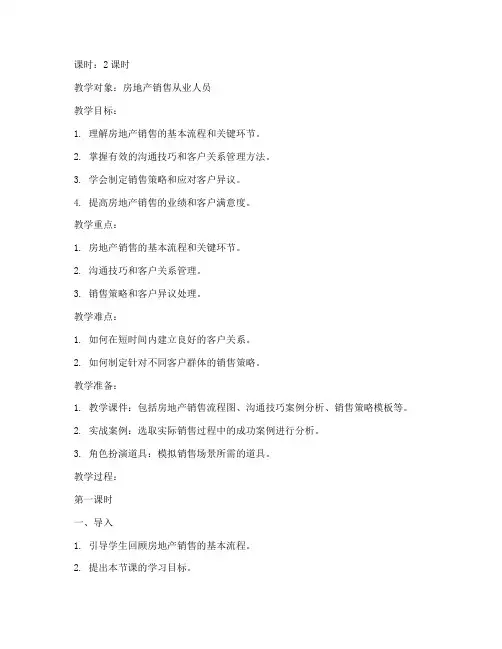 房地产销售教案设计模板