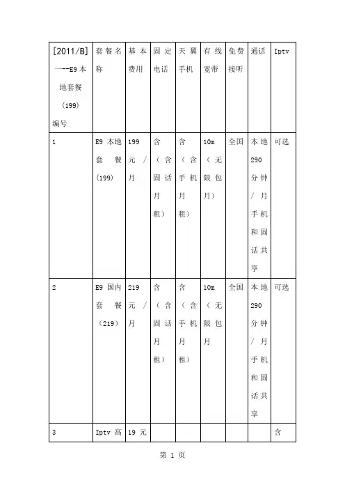 中国电信全部套餐查询word精品文档28页