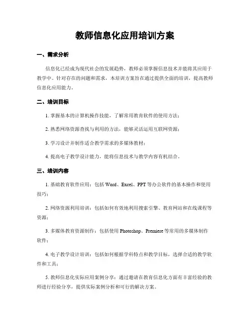 教师信息化应用培训方案