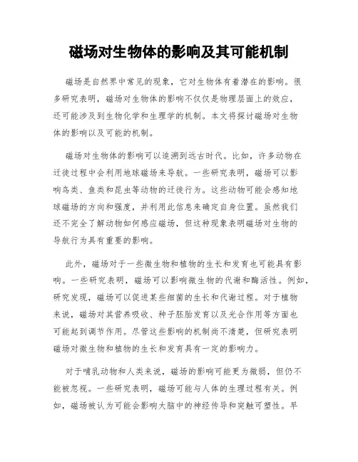 磁场对生物体的影响及其可能机制