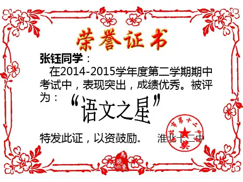 荣誉证书模板(可编辑修改)
