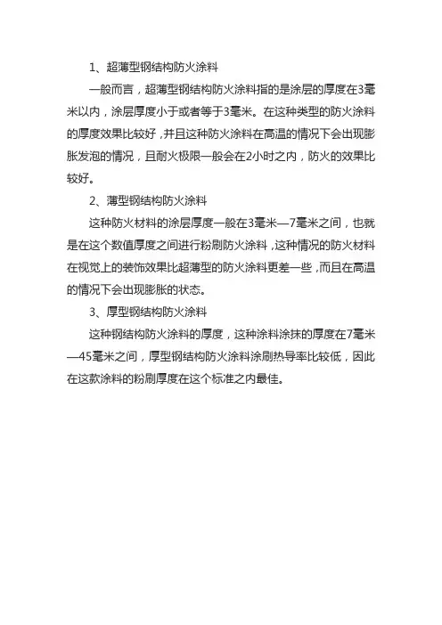 钢结构防火涂层标准